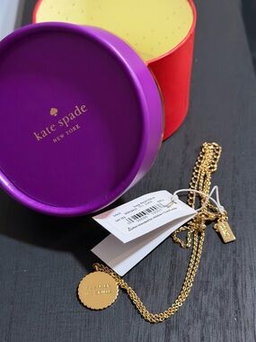 Kate Spade Gold Round Pendant Necklace with Chain